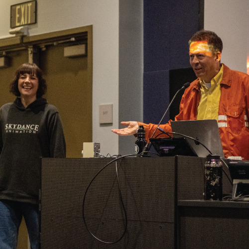 David Chai and Skydance Animator at Lectern