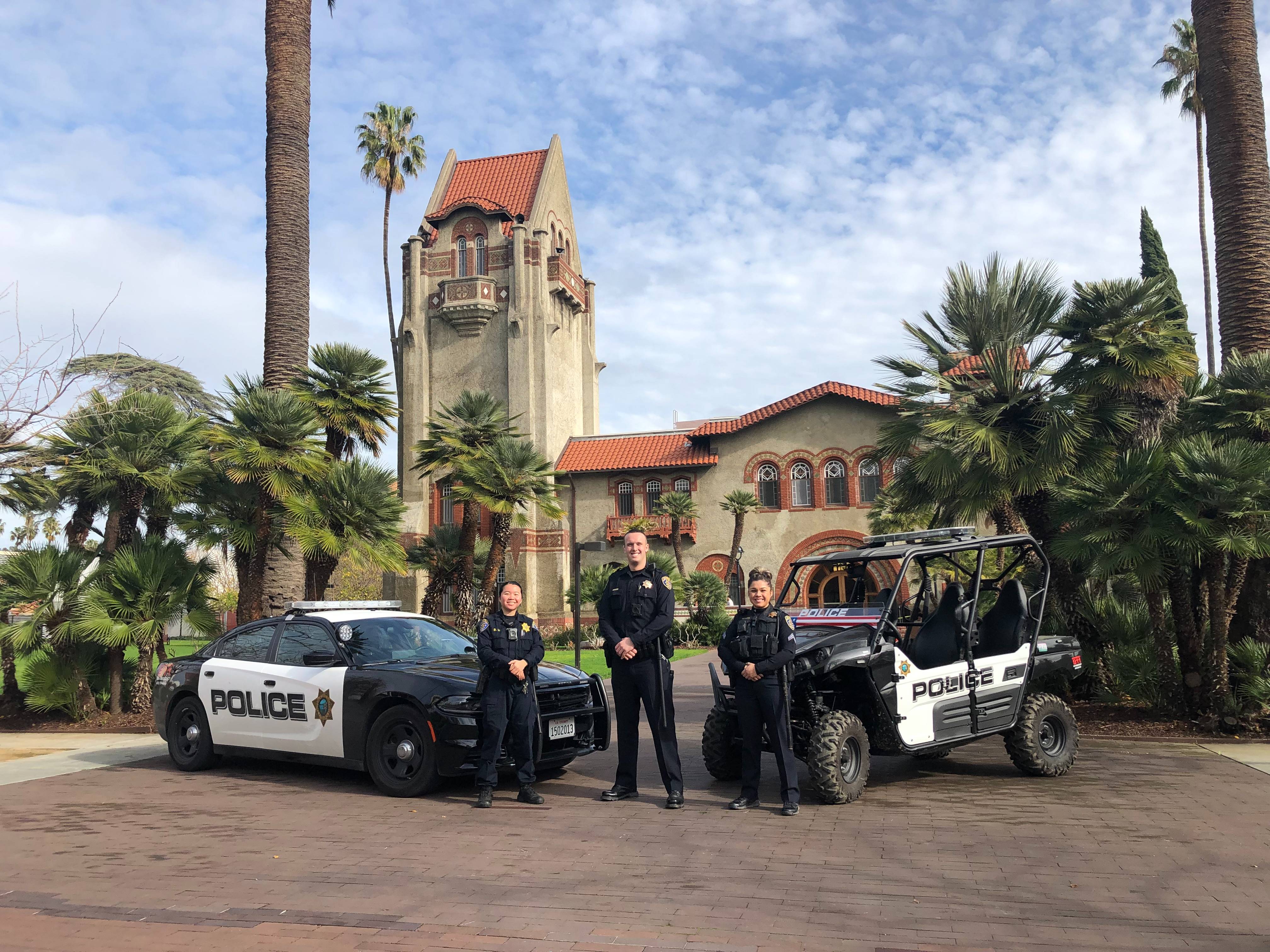 University Police Department officers outside Tower Hall
