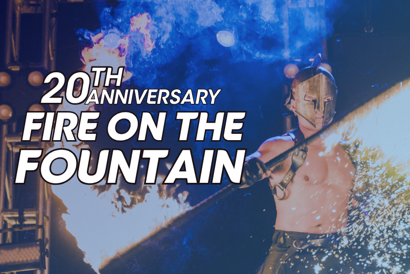 Twentieth annual Fire on the Fountain, a Homecoming tradition.